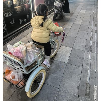 Katzowen 14 in 16in 18in 20in Tandem Cruiser Bicycle & Three Wheeled Rickshaw Trikes with Passenger Basket, Dual Seat 3 Wheel Bike/Pedal Tricycles Outdoor, Toddler Child Tricycle(Green,14")