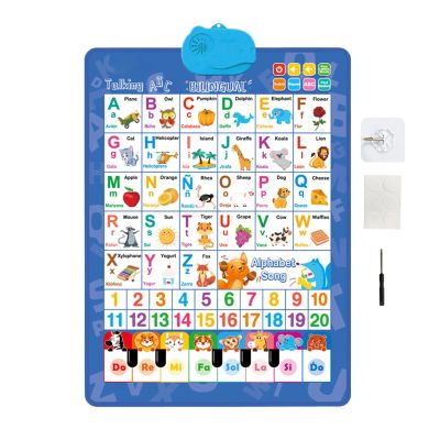 Educational Talking Toy Spanish English Wall Chart Piano Music Poster Numbers 1-20 Kids,Bilingual Alphabet Wall Chart