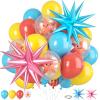 Blue And Yellow Balloons, Blue Yellow Pink Balloons, Transparent Starfish Marine Animals Print Balloon With Star Foil Balloon For Sea Ocean Seabed Beach Themed Birthday Party Baby Shower Wedding Decor view 1