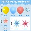 Blue And Yellow Balloons, Blue Yellow Pink Balloons, Transparent Starfish Marine Animals Print Balloon With Star Foil Balloon For Sea Ocean Seabed Beach Themed Birthday Party Baby Shower Wedding Decor view 2
