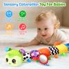 Baby Sensory Toys for 0-6 6-12 Months, Musical Stuffed Caterpillar Animal Toys for Infant 3 6 9 12 18 Months, Tummy Time Toys with Mirror Rattle Crinkle for Newborn Boys Girls Shower Gifts view 2