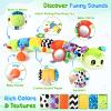 Baby Sensory Toys for 0-6 6-12 Months, Musical Stuffed Caterpillar Animal Toys for Infant 3 6 9 12 18 Months, Tummy Time Toys with Mirror Rattle Crinkle for Newborn Boys Girls Shower Gifts view 4