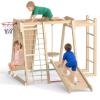 OLAKIDS Indoor Jungle Gym, 9 in 1 Wooden Montessori Baby Climbing Toys with Adjustable 2 Swings Ramp, Monkey Bar Basketball Hoop Ladder Climb Net (Natural) view 1