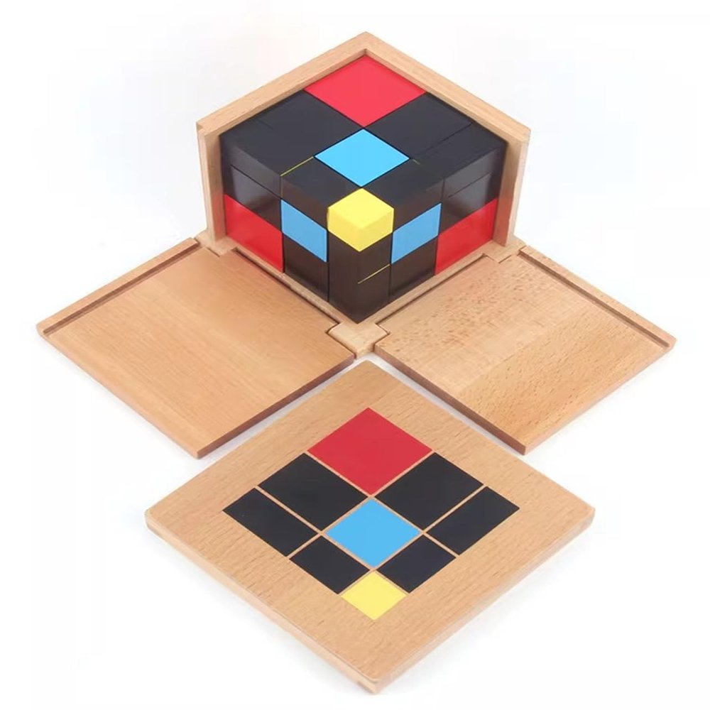 ZQsmgs Montessori Binomial Cube,Wooden Trinomial Cube Math Educational Toys,Trinomial