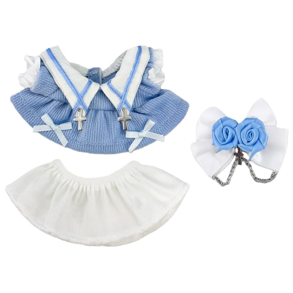 niannyyhouse Plush Doll Clothes Demon Dress with Petticoat Headdress, 10cm-15cm, Stuffed Animals Dress Up Accessories (Blue)