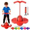 Balance Jumping Ball, Crazy Jumper Jump Ball, Balance Board with Handle & Non-Slip Footpads, Up to 600lb, Silent Design for Indoor Outdoor Use, Balance, Coordination, and Fitness (Red) view 1