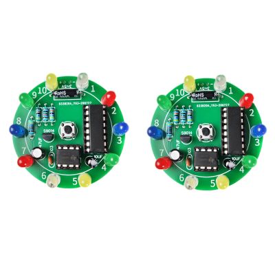 2Pcs Soldering Practice Kit, CD4017 NE555 DIY Lucky Wheel LED Circuit Board Project with Electronic Training Components, Fun STEM Solder Hobby Kit for Beginners and Entry-Level Makers