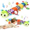 Baby Toys 0-6 6-12 Months, Musical Stuffed Caterpillar Animal Infant Sensory Toys for 3 6 9 12 18 Months, Tummy Time Toys with Mirror Crinkle Rattle Toys for Newborn Boys Girls Gifts view 1