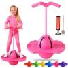 Balance Jumping Ball, Crazy Jumper Jump Ball, Balance Board with Handle & Non-Slip Footpads, Up to 600lb, Silent Design for Indoor Outdoor Use, Balance, Coordination, and Fitness (Pink) view 1