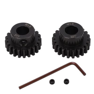 25DP 1.0M 8mm RC Motor Pinion Gear Set, 21T 22T Chrome Molybdenum Steel Motor Gears, Heat Treated Gears for 1/5 1/6 1/7 RC Model Car, Low Noise Durable Replacement