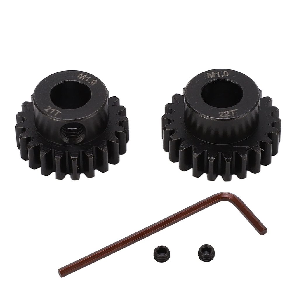 25DP 1.0M 8mm RC Motor Pinion Gear Set, 21T 22T Chrome Molybdenum Steel Motor Gears, Heat Treated Gears for 1/5 1/6 1/7 RC Model Car, Low Noise Durable Replacement