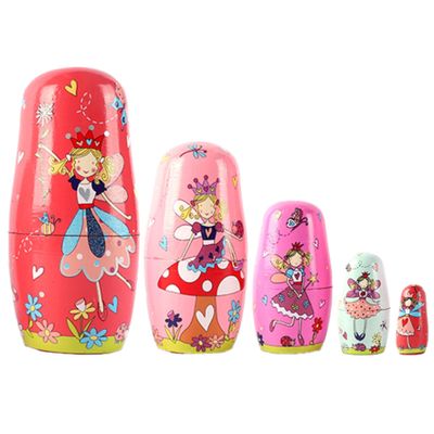 Vistnale Russian Nesting Dolls, Russian Dolls, 5Pcs/Set Fairy Nesting for Kids Wooden Matryoshka Stacking Toys for Home Office Decor Children Christmas