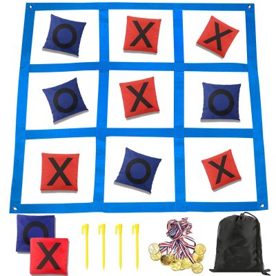 Giant Tic Tac Toe Bean Bag Toss Outdoor Games for Kids Adults Family-4X4FT Large Lawn Yard Carnival Field Day Games, Beach Backyard Camping Outside Family Reunion Birthday Party Fun Outdoor Games