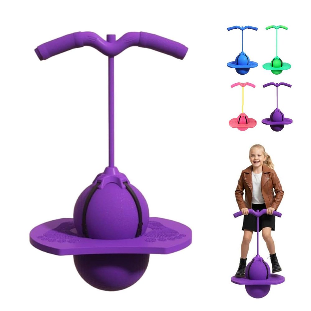 Balance Jumping Ball, 2026 Balance Pogo Ball, Pogo Jumper with Handle and Ball Pump, High Jump Toy Bounce Jump Trick Board Pogo Bouncing Ball Safe and Fun Pogo Stick for Adults (Purple)