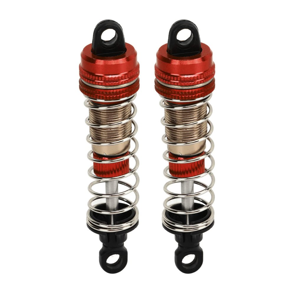 2 Pcs 76mm RC Car Hydraulic Shock Absorber, Aluminum Alloy Oil Shock Damper for SCY 16101 16102 16103 16201 1/16 RC Car, Smooth Riding with Adjustable Preload and Durable Construct (Red)