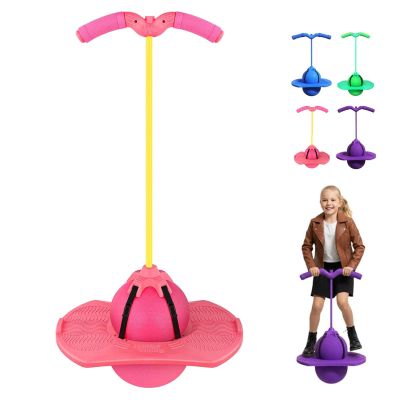Balance Jumping Ball, 2026 Balance Pogo Ball, Pogo Jumper with Handle and Ball Pump, High Jump Toy Bounce Jump Trick Board Pogo Bouncing Ball Safe and Fun Pogo Stick for Adults (Pink)