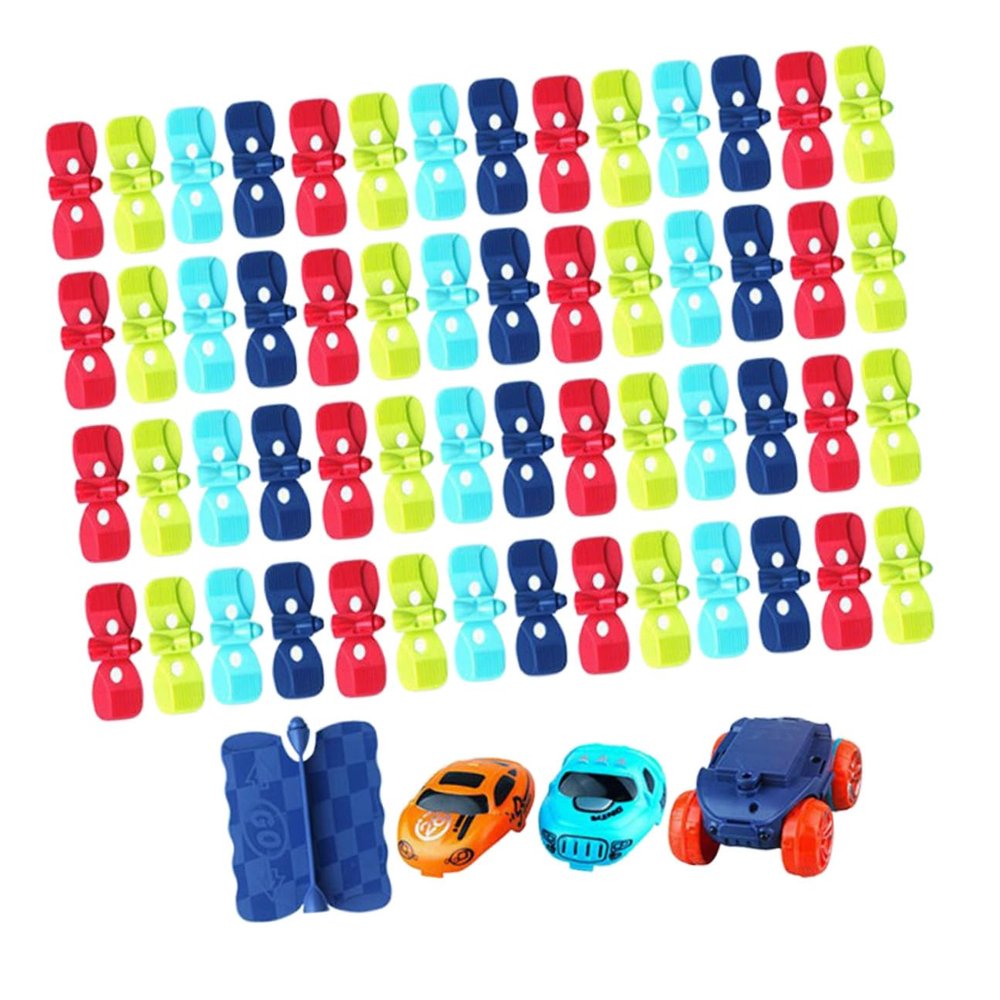 HEANUJJ Electric Rail Car with LED Lights and 46pcs Track Accessories for DIY Assembly, Boys and Interactive Rail for Home Play and Learning