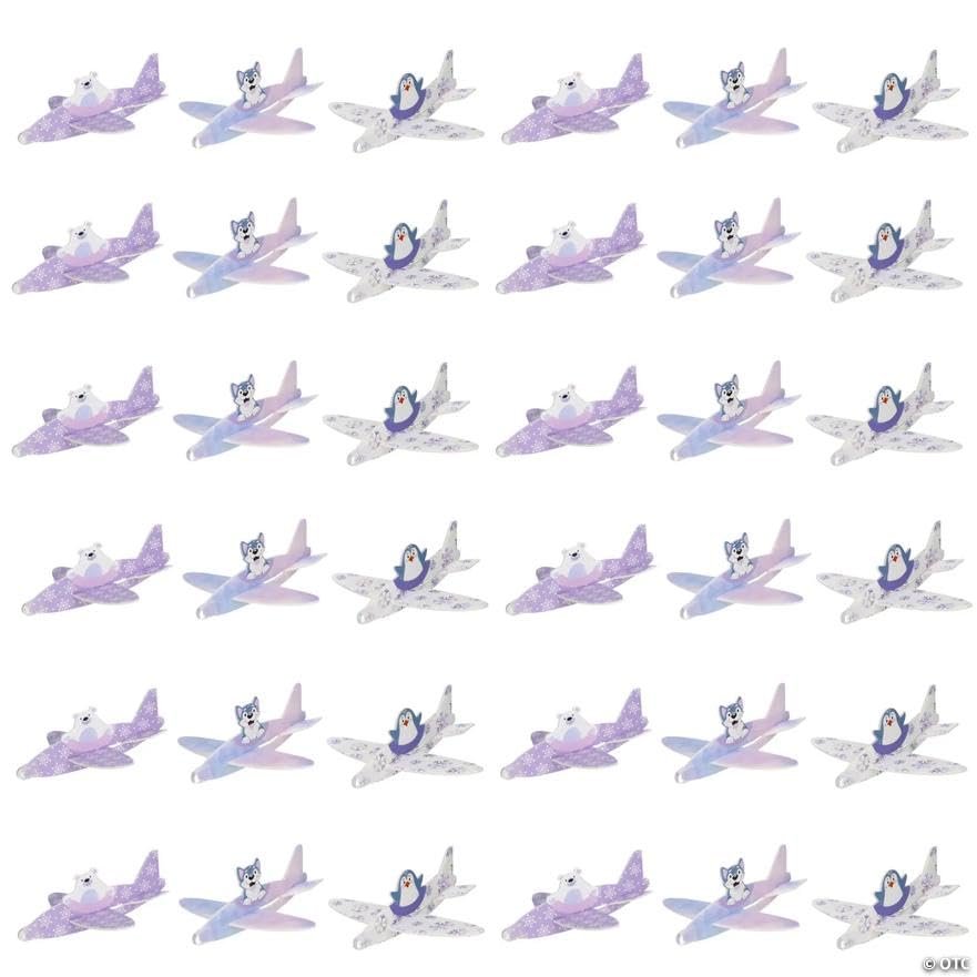 Fun Express 5 1/2" x 2" Pastel Arctic Wonderland Animal Foam Airplane Gliders 24 Pieces