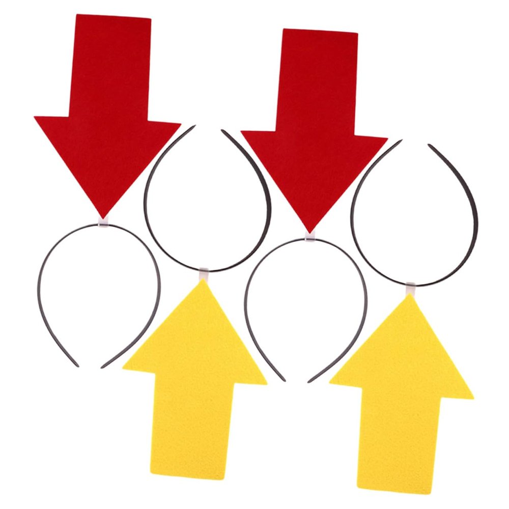 Beaupretty 4Pcs Arrow Headband Party Hair Hoop Set for Women and, Red and Yellow Arrow-Shaped Headwear Decor for Birthday, Photo Booth, and Festival Dress Up