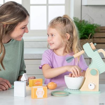 Fun Express 9 1/2" Pretend Play Wood Mixer Kitchen Play Set - 11 Pieces