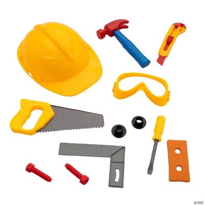 Fun Express 19 3/4" x 16 3/4" Plastic Repairman Tools & Hard Hat Play Set