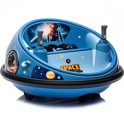 12V Electric Bumper Car with Remote Control, Smart Bumper Car for Toddler & Kids, 360Spinning Ride-on Vehicle, Rechargeable Indoor Outdoor Amusement Car with LED Lights, Music & Soft Bumper, Blue