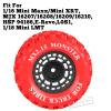 RCarmumb 100 * 52MM 1/16 RC Monster Truck Tires 12mm Hex Adapters All-Terrain Traction Tires fit for Mini Maxx/Mini XRT, MJX 16207/16208/16209/16210,HSP 94186,E-Revo,L0S1,1/18 Mini LMT,Red&Black view 2