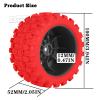 RCarmumb 100 * 52MM 1/16 RC Monster Truck Tires 12mm Hex Adapters All-Terrain Traction Tires fit for Mini Maxx/Mini XRT, MJX 16207/16208/16209/16210,HSP 94186,E-Revo,L0S1,1/18 Mini LMT,Red&Black view 4
