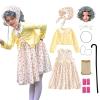 100 Days of School Set for Kids Old Lady Wig Granny Grandma Dress 100th Day of School Suit (Yellow, 11-12 Years) view 1