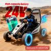 24V 8.5 MPH Electric Go Kart for Kids, 400W Powerful Drift Kart w/Front EVA Wheel & Metal Frame, Ride on Toy w/Music & Lights, Suspension, 2 Speed, 5 Point Harness, Crazy Cart for Ages 6+, Black view 2