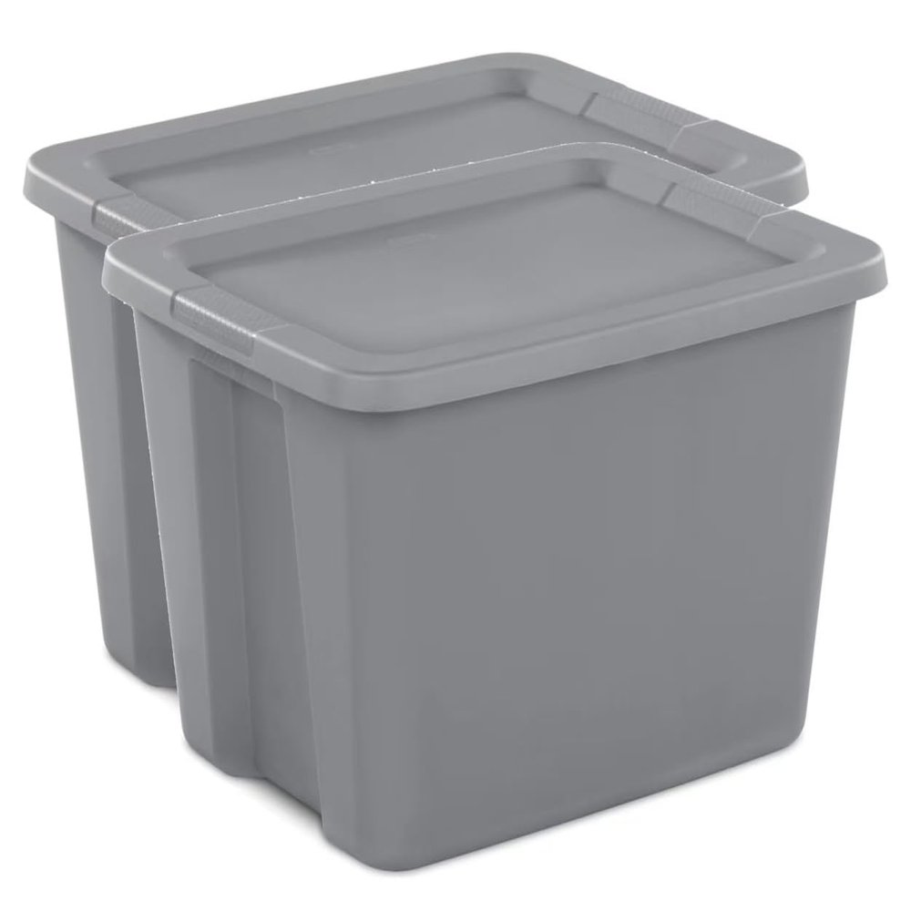 (2 Pack) 18 Gallon Large Plastic Storage Bin with Snap-On Lid, Gray Stackable Storage Container for Home Garage Basement Organization