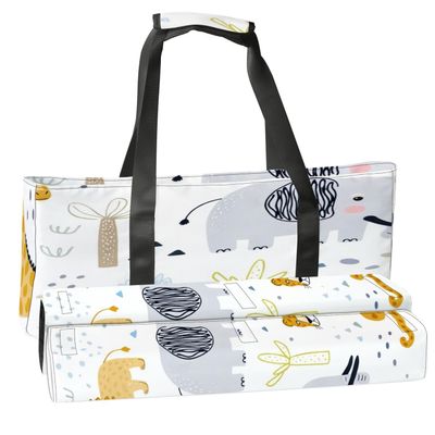 3 Pcs Empty Mahjong Bag Set Seamless cute animals lion cub leopard giraffe elephant koala white Soft American Mahjong Tile Carrying Case Rack and Pushers Bags Game Night Accessories Gifts for Women