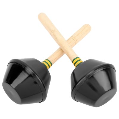2Pcs Sand Hammer Instrument, Percussion Shaker Orff Preschool Toy, Professional Aluminum Sand Hammer with Solid Wood Grip, Safe and Durable Musical Toy for Children's Performance a (Black)