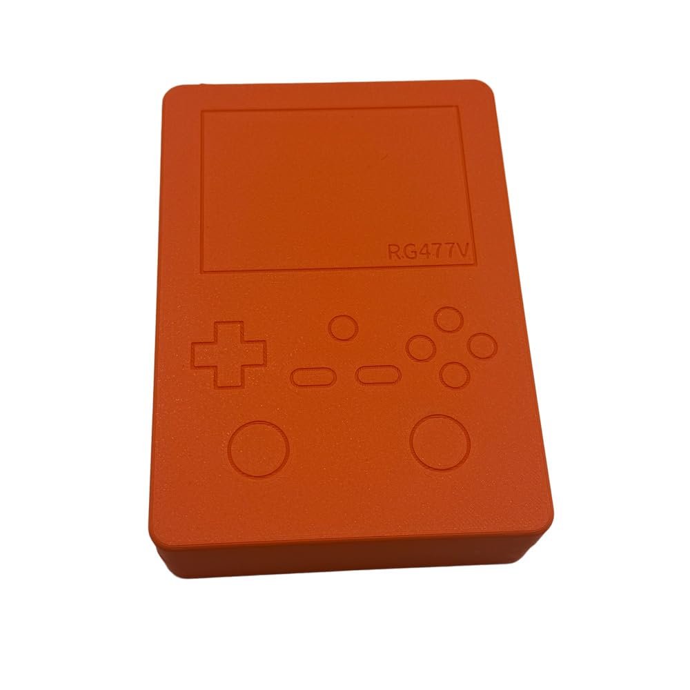 Magnetic Lid Storage Case for RG477V Handheld Game Console 3D Printing Solid Durable Anti-scratches Protective Box Accessories with Screen Flocked Pad (Orange)