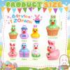 120 Pcs Easter Mini Ducks 6 Styles Miniature Resin Duck Figures to Hide Bulk Bunny Ear Egg Carrot Basket Eggshell Ducks for Easter Party Favors Home Tabletop Fairy Garden Landscape Potted Decor view 2