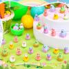 120 Pcs Easter Mini Ducks 6 Styles Miniature Resin Duck Figures to Hide Bulk Bunny Ear Egg Carrot Basket Eggshell Ducks for Easter Party Favors Home Tabletop Fairy Garden Landscape Potted Decor view 3