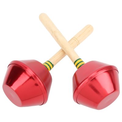 2Pcs Sand Hammer Instrument, Percussion Shaker Orff Preschool Toy, Professional Aluminum Sand Hammer with Solid Wood Grip, Safe and Durable Musical Toy for Children's Performance a (Red)