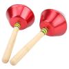 2Pcs Sand Hammer Instrument, Percussion Shaker Orff Preschool Toy, Professional Aluminum Sand Hammer with Solid Wood Grip, Safe and Durable Musical Toy for Children's Performance a (Red) view 3