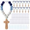 12 Pcs Baptism Rosary Beads with Wood Cross, Catholic Silicone Baby Rosary Bulk with White Mesh Bags Cards, Baptism First Communion Christian Party Favors view 1