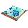 Microfiber Leather Dice Trays Folding for RPG DND Table Games, Dice Holder Storage Box Portable Folding Rolling Dice Tray Blue Turtle Green, 20.5x20.5cm view 2
