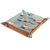 Microfiber Leather Dice Trays Folding for RPG DND Table Games, Dice Holder Storage Box Portable Folding Rolling Dice Tray Cartoon Otters Blue, 20.5x20.5cm view 2
