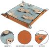 Microfiber Leather Dice Trays Folding for RPG DND Table Games, Dice Holder Storage Box Portable Folding Rolling Dice Tray Cartoon Otters Blue, 20.5x20.5cm view 3