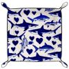 Microfiber Leather Dice Trays Folding for RPG DND Table Games, Dice Holder Storage Box Portable Folding Rolling Dice Tray Blue Sharks Hearts, 20.5x20.5cm view 1