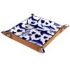 Microfiber Leather Dice Trays Folding for RPG DND Table Games, Dice Holder Storage Box Portable Folding Rolling Dice Tray Blue Sharks Hearts, 20.5x20.5cm view 2