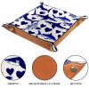 Microfiber Leather Dice Trays Folding for RPG DND Table Games, Dice Holder Storage Box Portable Folding Rolling Dice Tray Blue Sharks Hearts, 20.5x20.5cm view 3
