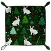 Microfiber Leather Dice Trays Folding for RPG DND Table Games, Dice Holder Storage Box Portable Folding Rolling Dice Tray Christmas Tree Rabbit Pattern, 20.5x20.5cm view 1