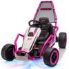 24V 8.5 MPH Electric Go Kart for Kids, 400W Powerful Drift Kart w/Front EVA Wheel & Metal Frame, Ride on Toy w/Music & Lights, Suspension, 2 Speed, 5 Point Harness, Crazy Cart for Ages 6+, Pink view 1