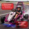 24V 8.5 MPH Electric Go Kart for Kids, 400W Powerful Drift Kart w/Front EVA Wheel & Metal Frame, Ride on Toy w/Music & Lights, Suspension, 2 Speed, 5 Point Harness, Crazy Cart for Ages 6+, Pink view 3