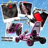24V 8.5 MPH Electric Go Kart for Kids, 400W Powerful Drift Kart w/Front EVA Wheel & Metal Frame, Ride on Toy w/Music & Lights, Suspension, 2 Speed, 5 Point Harness, Crazy Cart for Ages 6+, Pink view 4