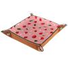 Microfiber Leather Dice Trays Folding for RPG DND Table Games, Dice Holder Storage Box Portable Folding Rolling Dice Tray Daisy Strawberry Pink, 16x16cm view 2